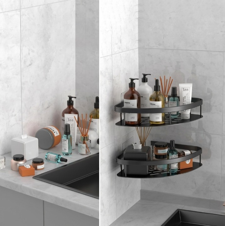 Shower Caddy Corner Shelf No Drill Adhesive Bathroom Organizer 2 Pack