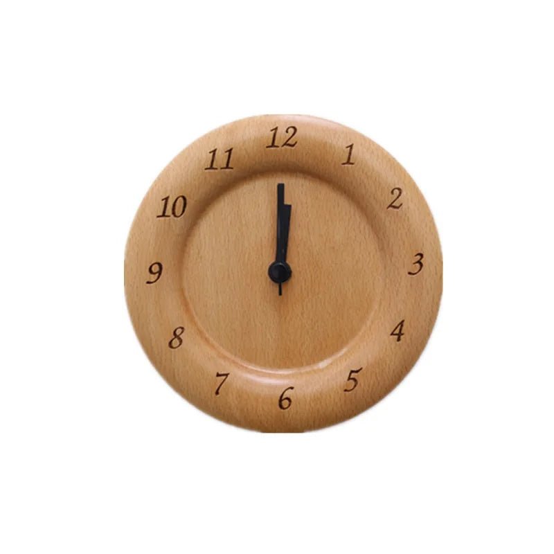 Alarm Clock Wooden Silent Analog Bedside Table Clock