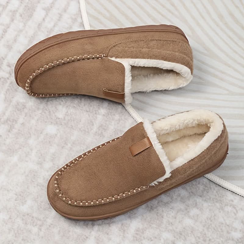 Mens Slippers House Shoes Warm Wool Loafer Indoor Winter Comfort