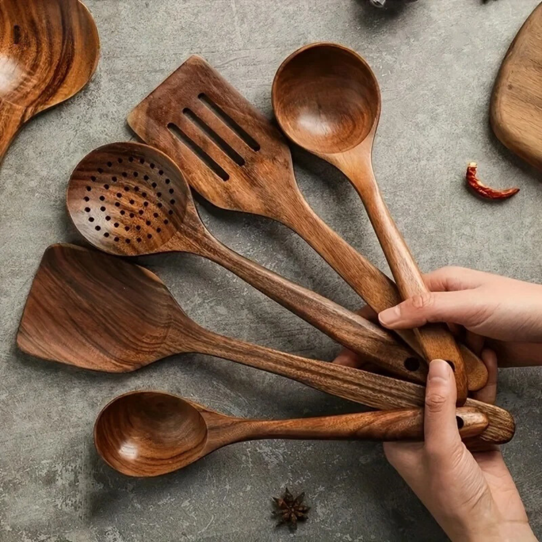 Wooden Cooking Utensils Walnut Wood Kitchen Spoon Set