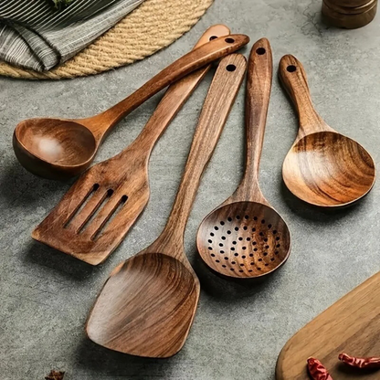 Wooden Cooking Utensils Walnut Wood Kitchen Spoon Set