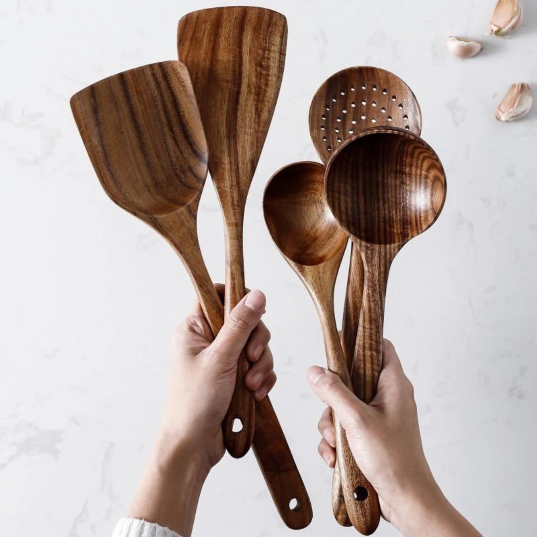 Wooden Cooking Utensils Walnut Wood Kitchen Spoon Set