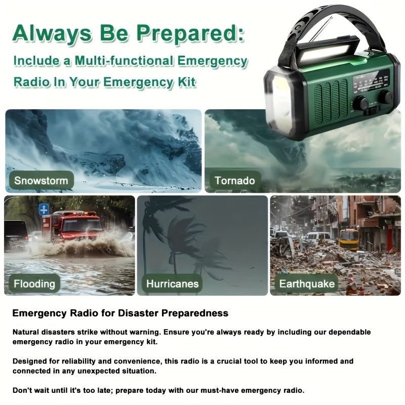 Emergency Radio Solar Hand Crank Portable Weather Alert Radio