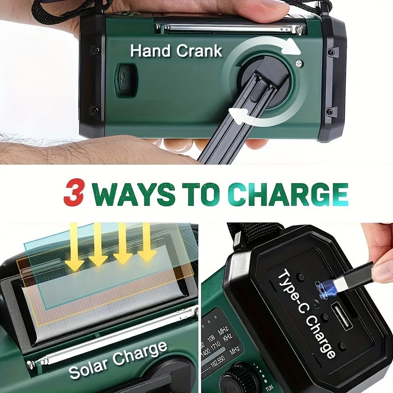 Emergency Radio Solar Hand Crank Portable Weather Alert Radio