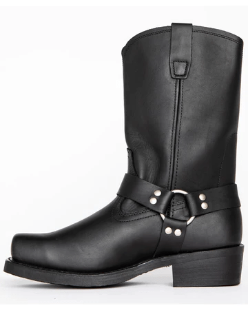 Mens Boots Harness Slip On PU Leather Motorcycle Boots