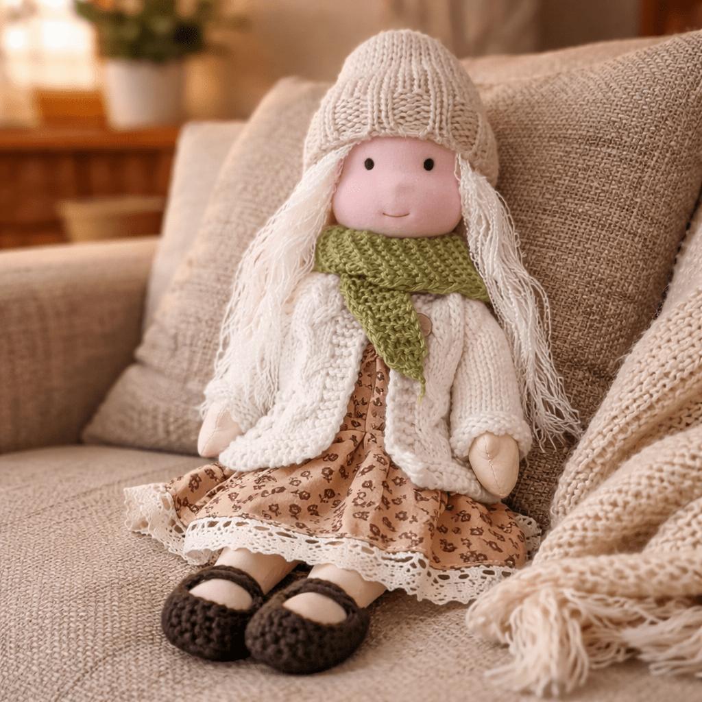 Doll Plush Doll Handmade Cotton Waldorf Style Soft Toy 11 Inch