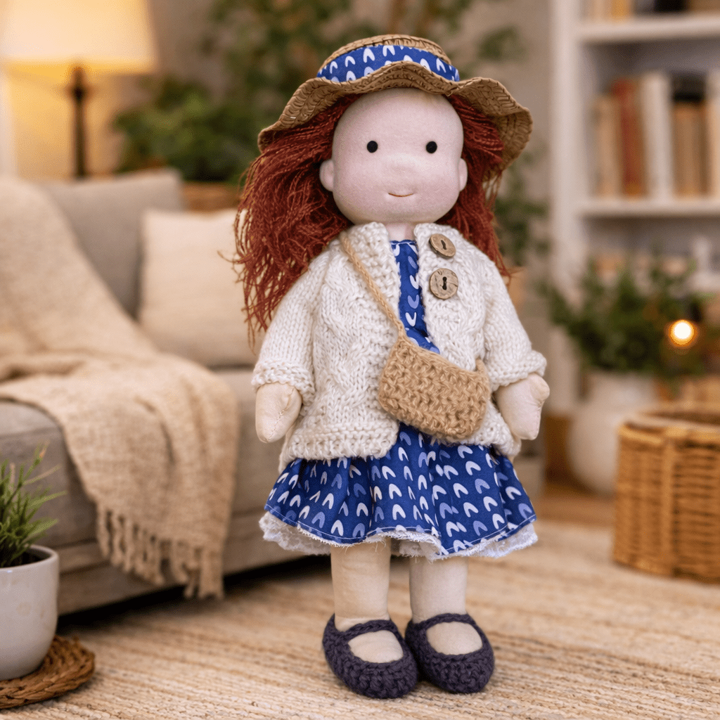 Doll Plush Doll Handmade Cotton Waldorf Style Soft Toy 11 Inch