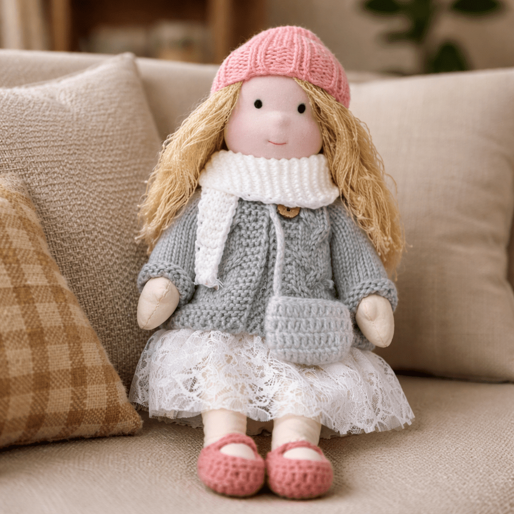 Doll Plush Doll Handmade Cotton Waldorf Style Soft Toy 11 Inch