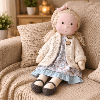 Doll Plush Doll Handmade Cotton Waldorf Style Soft Toy 11 Inch