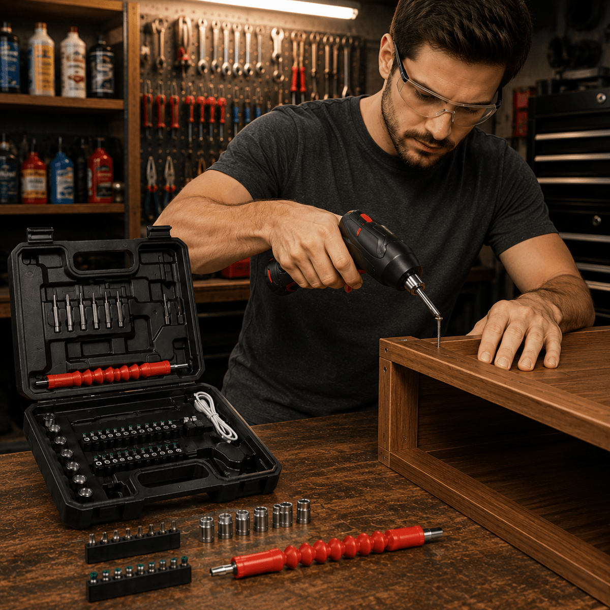 Electric Screwdriver Cordless Rechargeable Set with Bits and Case