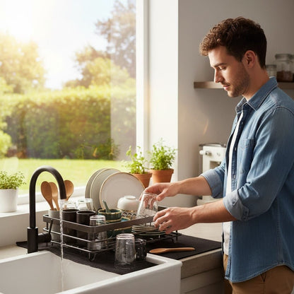 Dish Rack Foldable Stainless Steel Kitchen Drying Rack