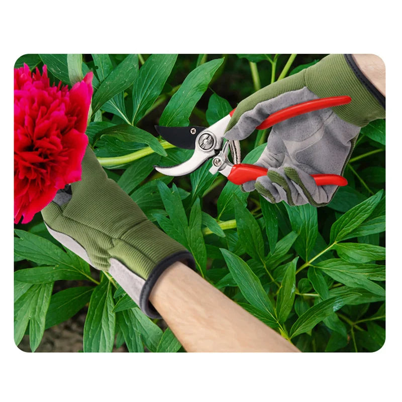 Gardening Gloves Thorn Proof Leather Work Gloves for Rose Pruning