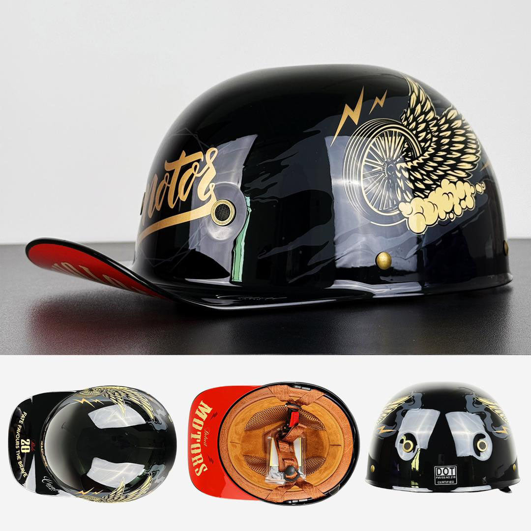 Motorcycle Baseball Cap Helmet | Golden Wings Design