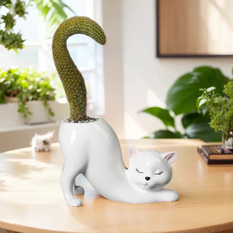 Grow a Tail Cat-Shaped Planter Vase