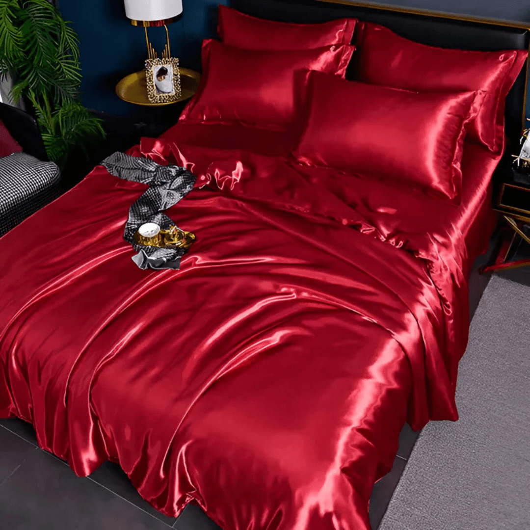 Bedding Set Satin Bed Sheets Soft Cooling Queen King Set