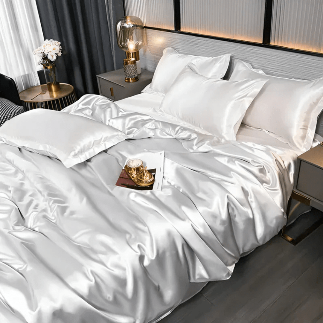 Bedding Set Satin Bed Sheets Soft Cooling Queen King Set