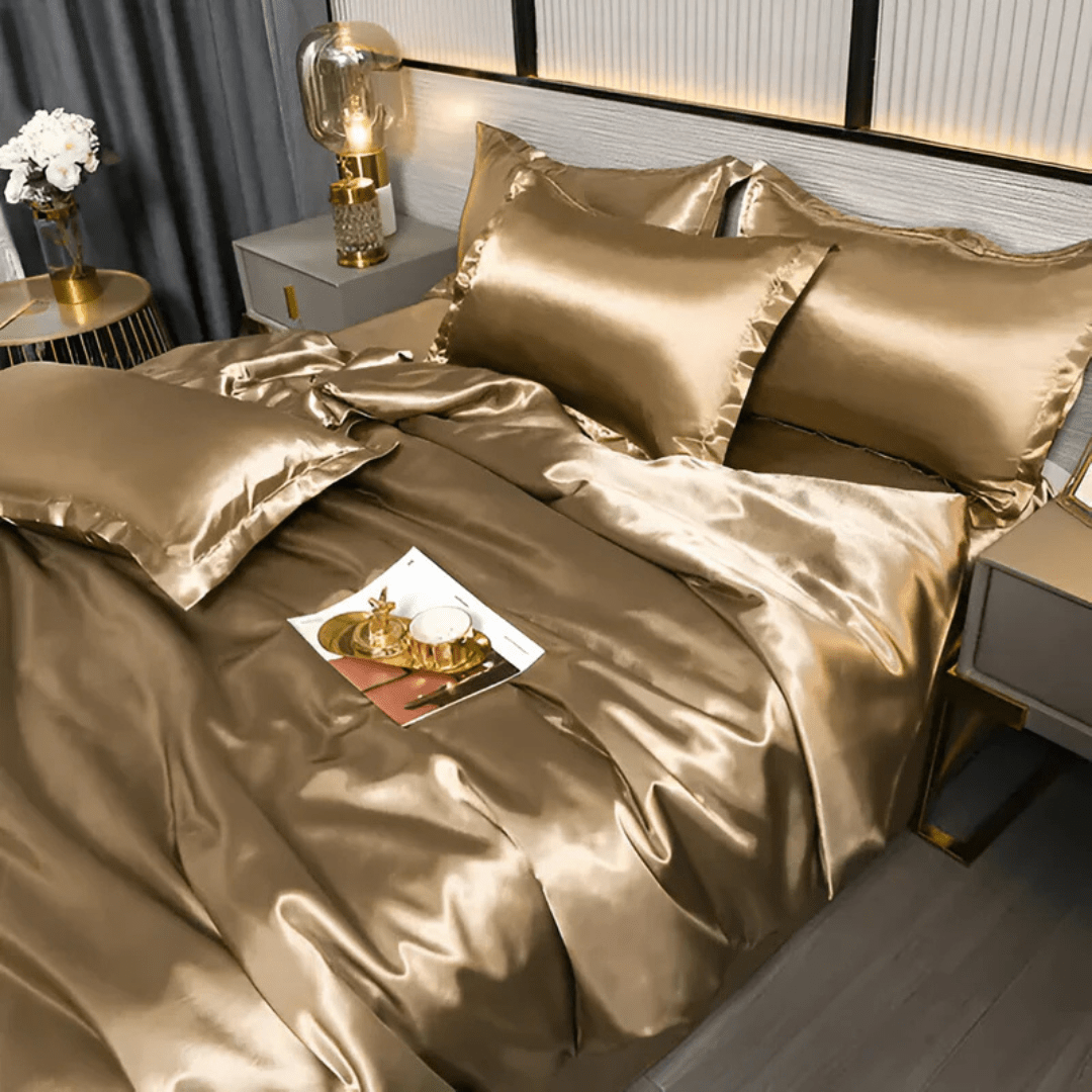 Bedding Set Satin Bed Sheets Soft Cooling Queen King Set