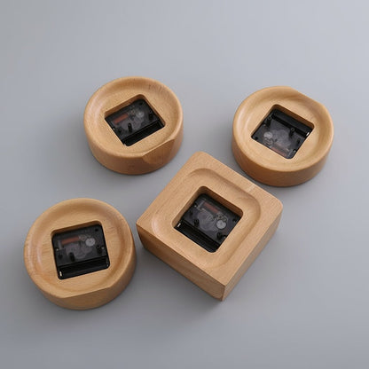 Alarm Clock Wooden Silent Analog Bedside Table Clock