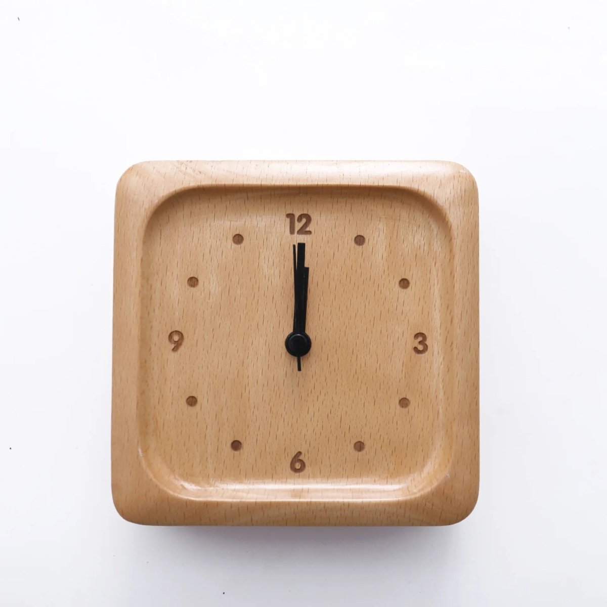 Alarm Clock Wooden Silent Analog Bedside Table Clock