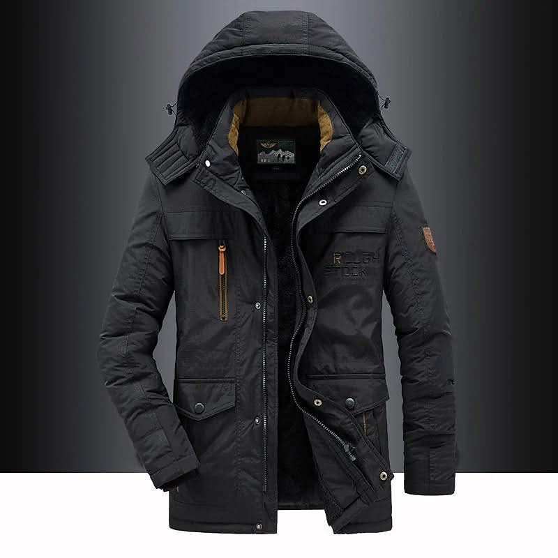 Winter Jacket Men's Fleece Lined Windproof Hooded Parka Coat