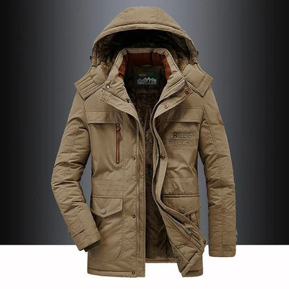 Winter Jacket Men's Fleece Lined Windproof Hooded Parka Coat