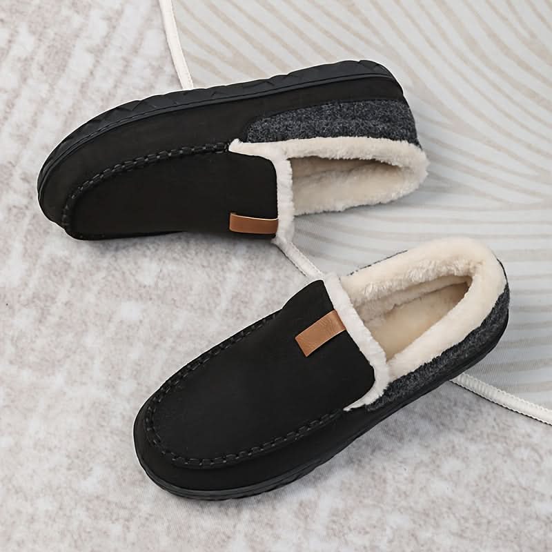 Mens Slippers House Shoes Warm Wool Loafer Indoor Winter Comfort