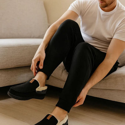 Mens Slippers House Shoes Warm Wool Loafer Indoor Winter Comfort