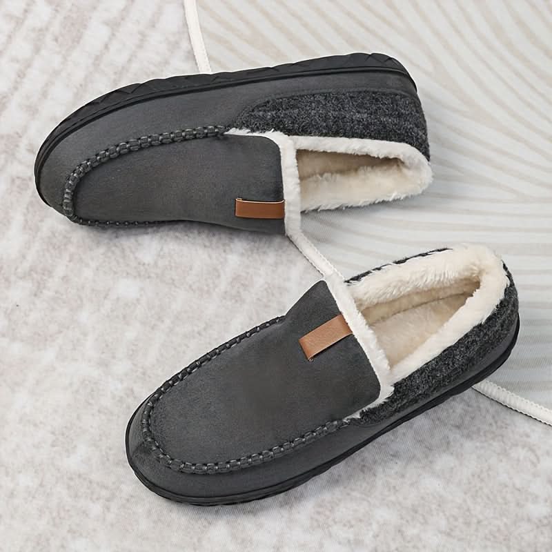 Mens Slippers House Shoes Warm Wool Loafer Indoor Winter Comfort