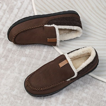 Mens Slippers House Shoes Warm Wool Loafer Indoor Winter Comfort