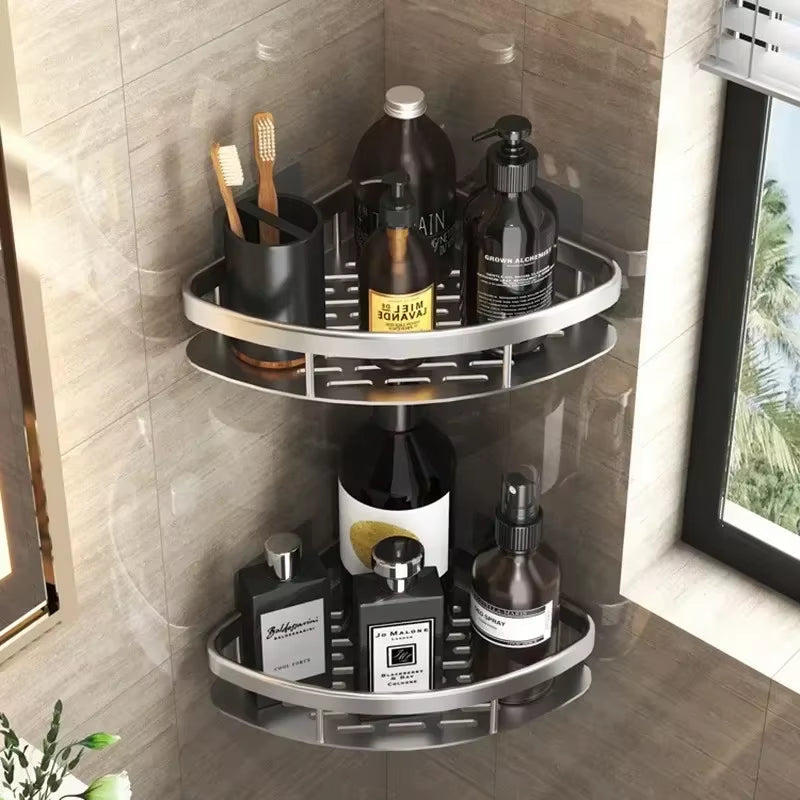 Shower Caddy Corner Shelf No Drill Adhesive Bathroom Organizer 2 Pack