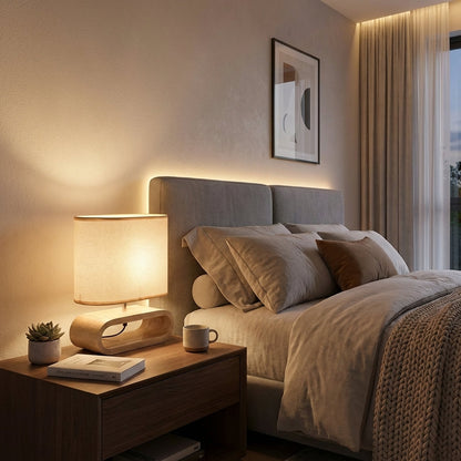 Nordic Natural Wood LED Table Lamp