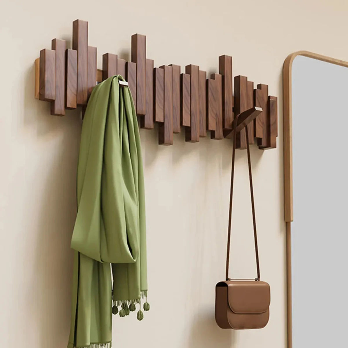 Wall Coat Rack Wooden Entryway Hook Rack Wall Mounted Organizer