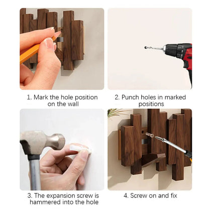 Wall Coat Rack Wooden Entryway Hook Rack Wall Mounted Organizer