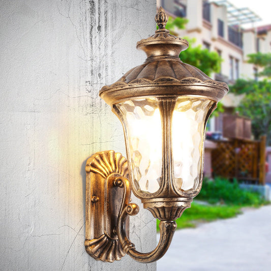 Outdoor Waterproof Bronze Wall Light with Glass Shade