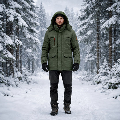Winter Jacket Men's Fleece Lined Windproof Hooded Parka Coat